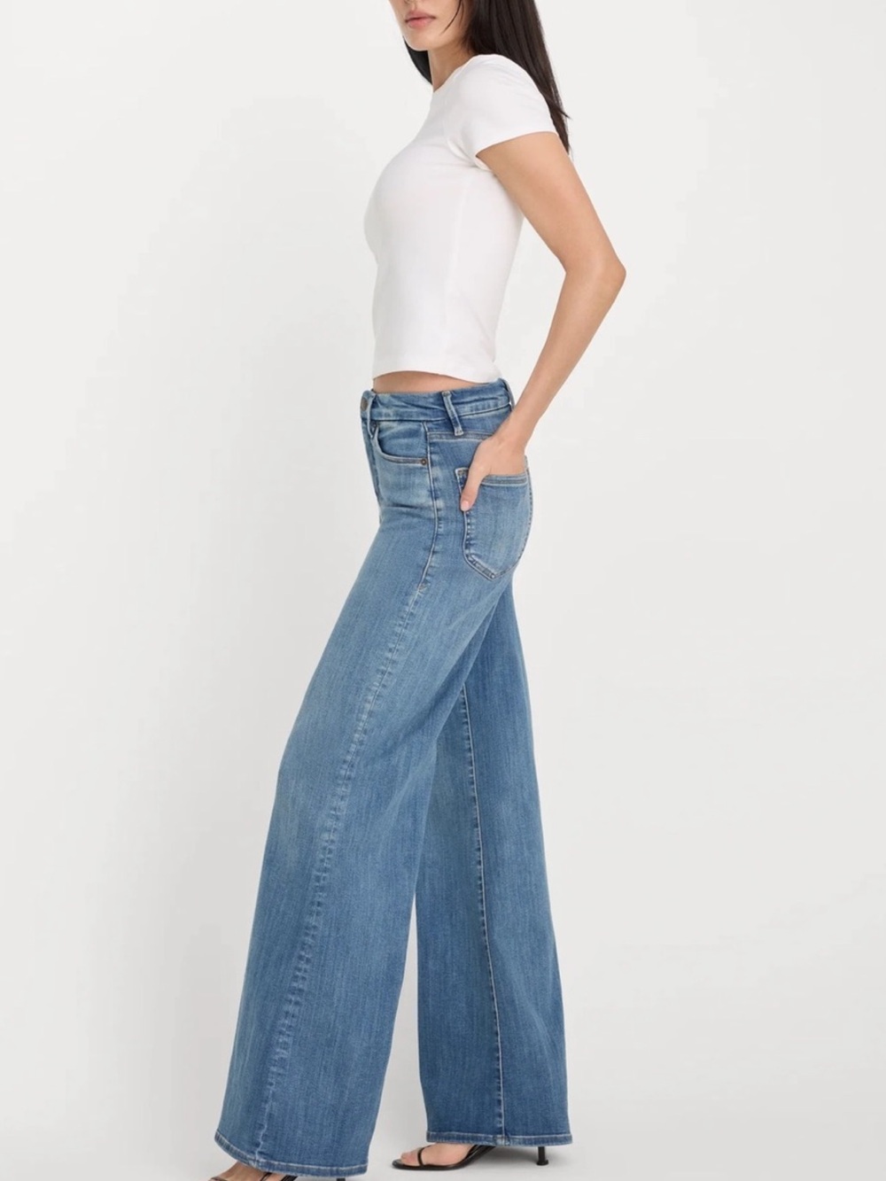 Good American Good Waist Palazzo Jeans Wide Leg High Rise 6/26 - Picture 3 of 11
